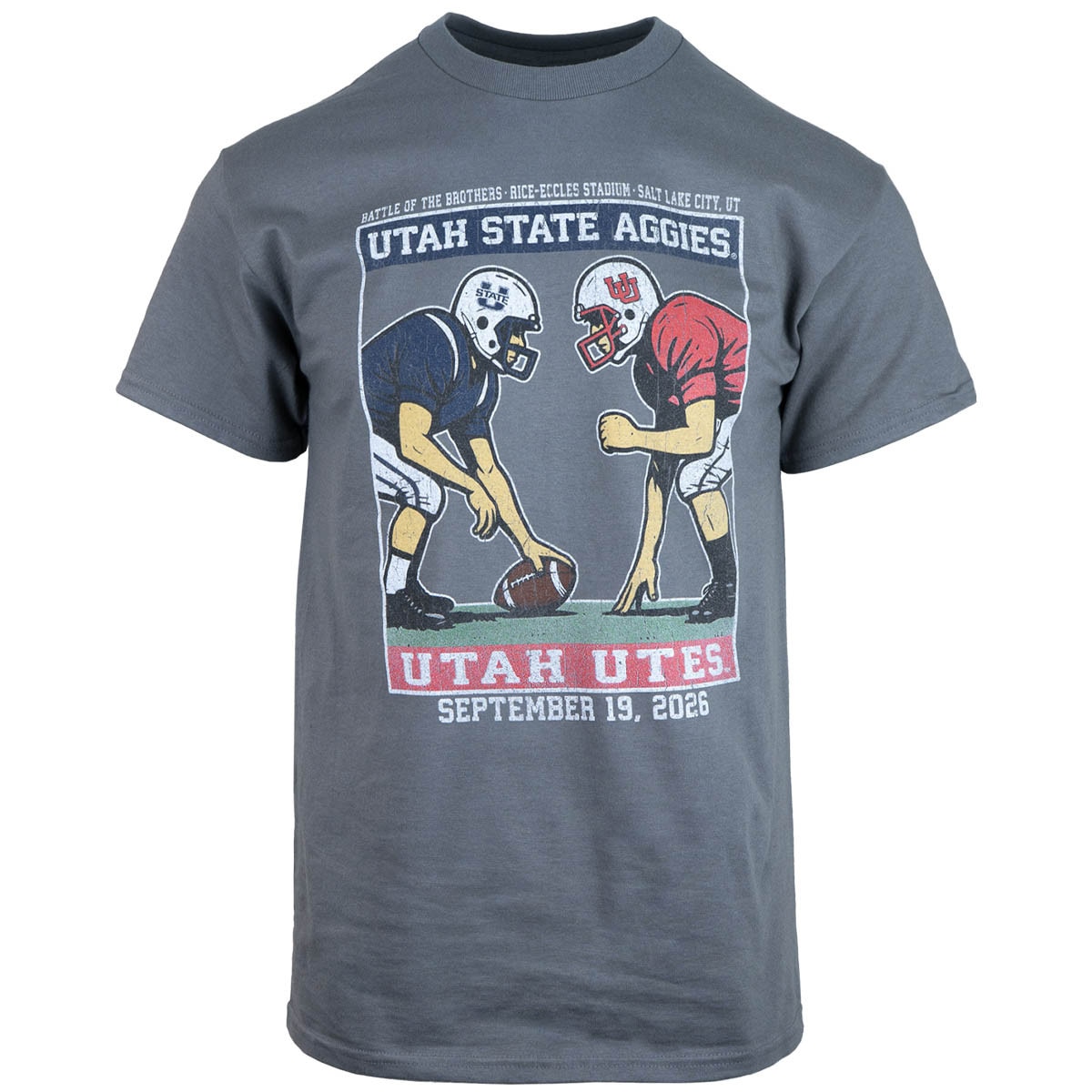 Utah State Aggies vs Utah Utes Battle of the Brothers T-Shirt Charcoal unisex